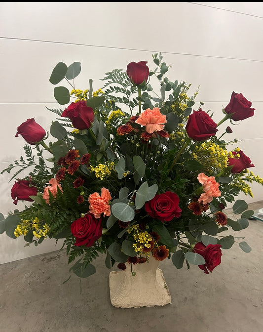 Red Rose Funeral arrangement